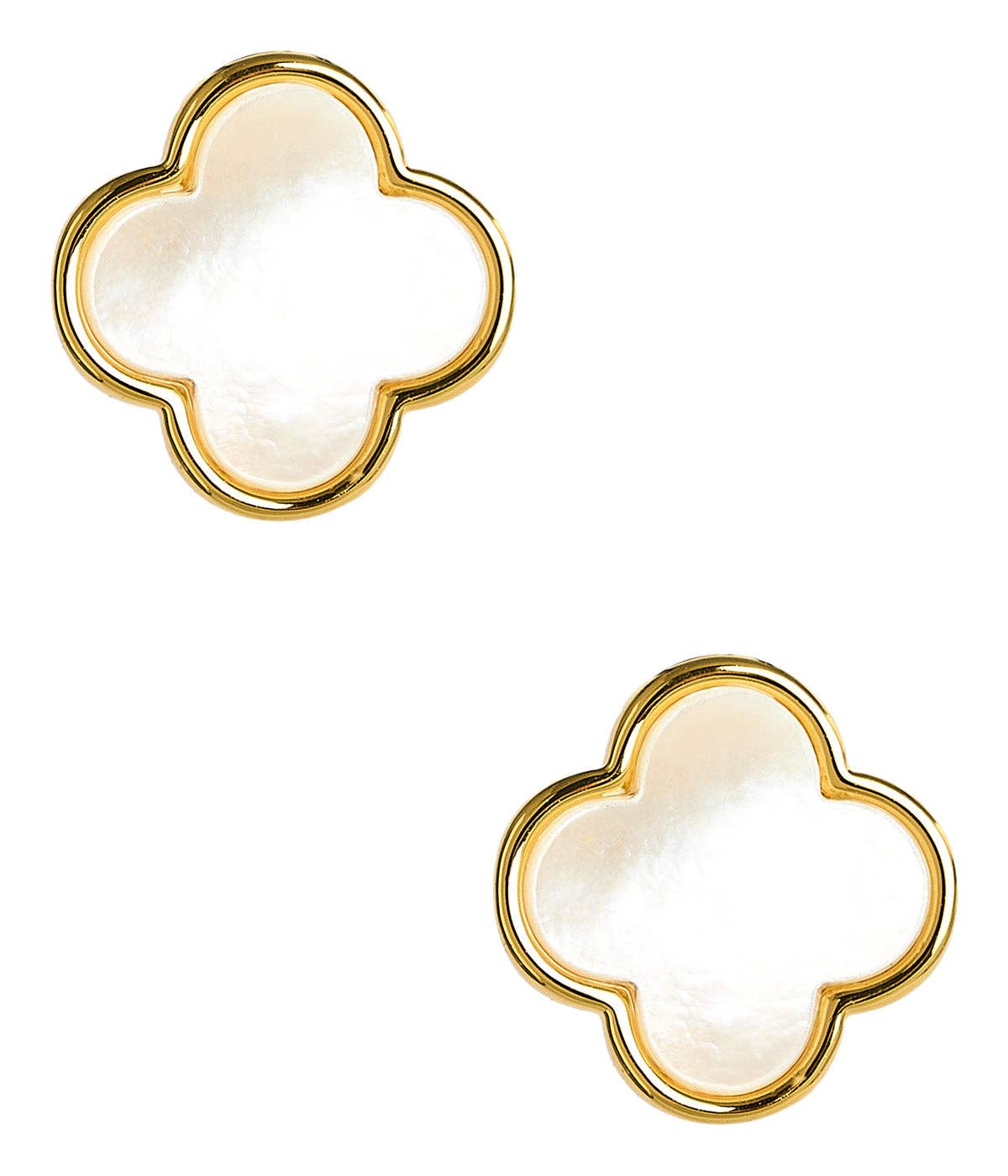Elle- Clover Mother of Pearl Stud Earring- 18K Plated-Darby Clark Collection  - WS