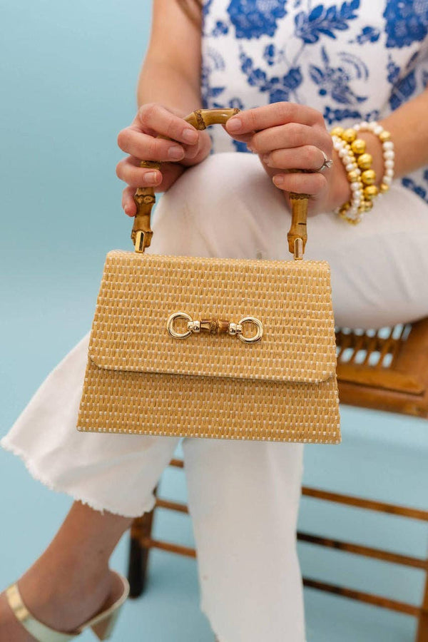 Straw Lulu Bag with Bamboo Handle