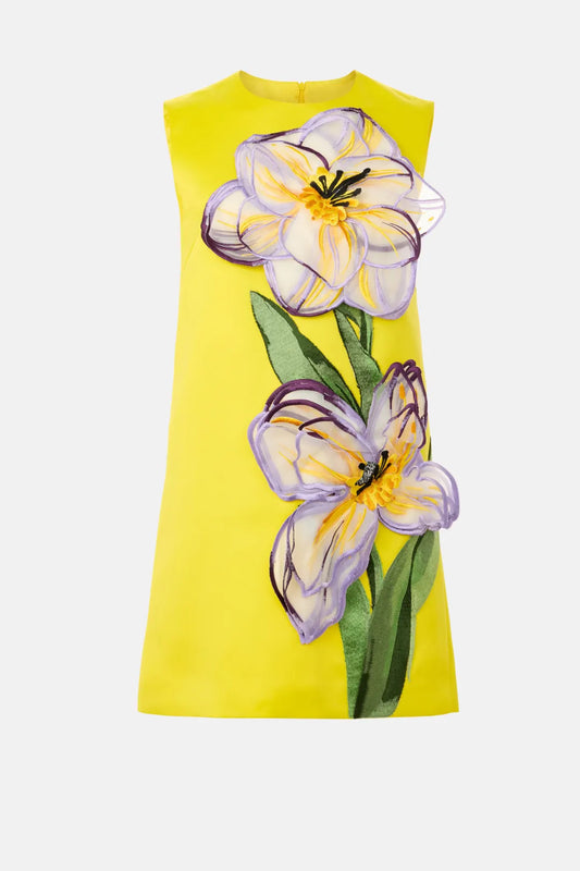 Yvonne Appliqué Floral Mini Dress